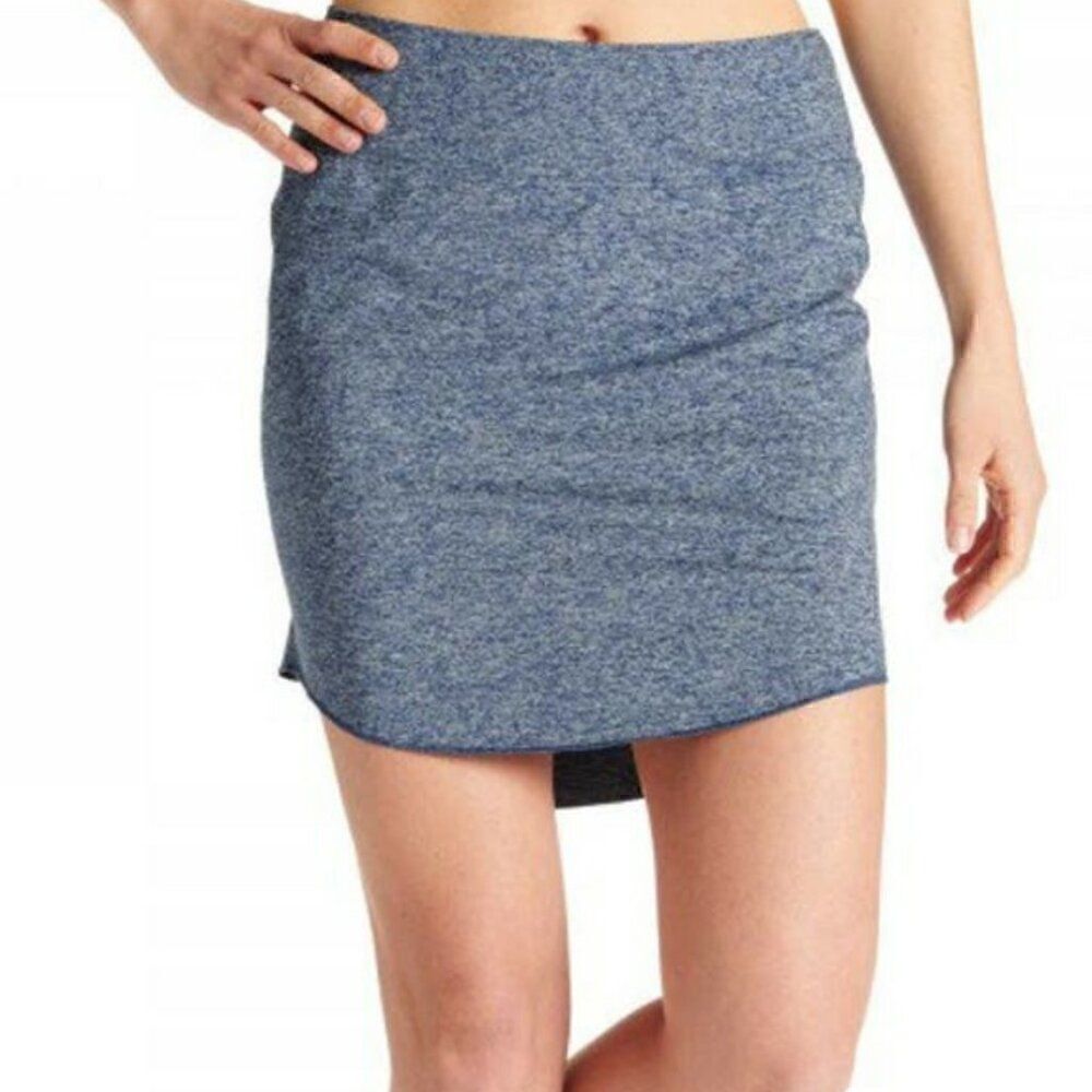 Oiselle Lux Skirt Size 8 Blue Heathered Straight Stretch Athleisure Drawcord